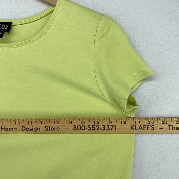 EILEEN FISHER Top S Cotton Interlock Jersey Crewneck Short Sleeve Basic Green - Picture 8 of 11